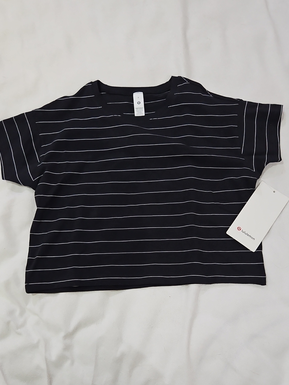 lululemon Black Tee with White Stripes NWT